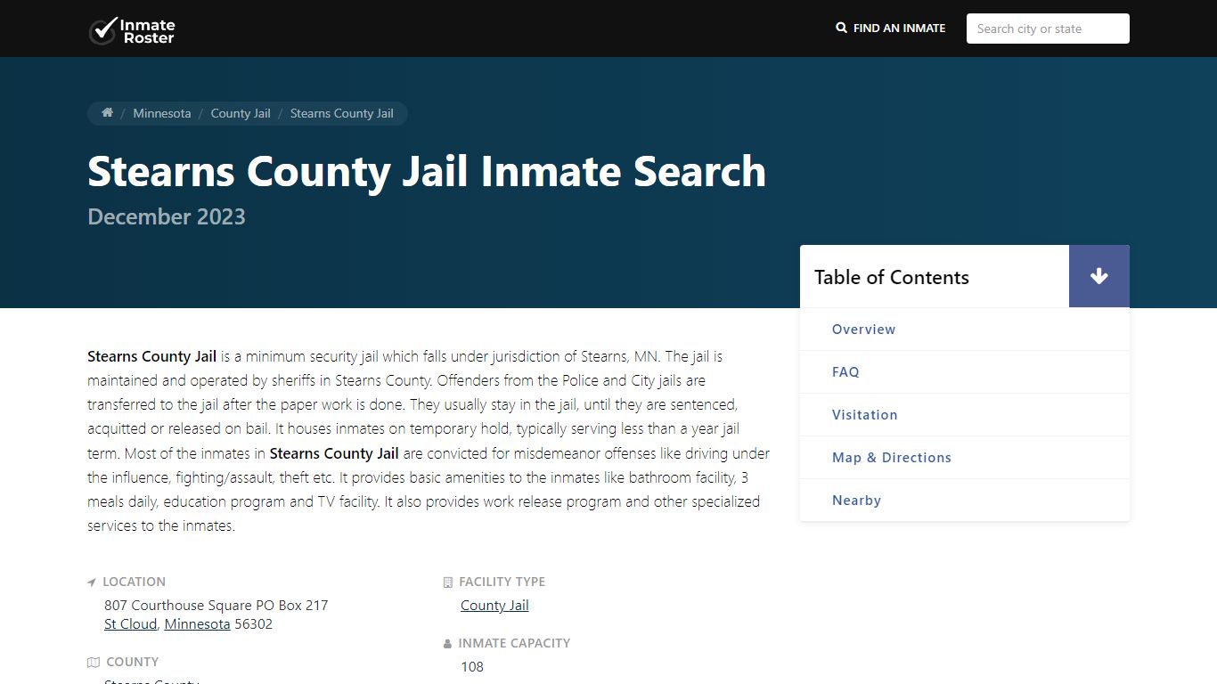 Inmate Search | Stearns County Jail - St Cloud, MN
