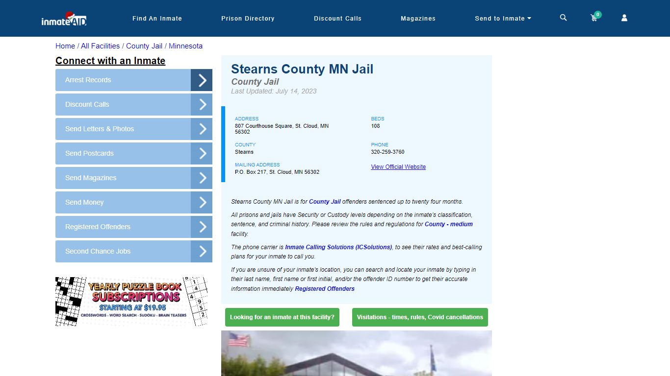 Stearns County MN Jail - Inmate Locator - St. Cloud, MN